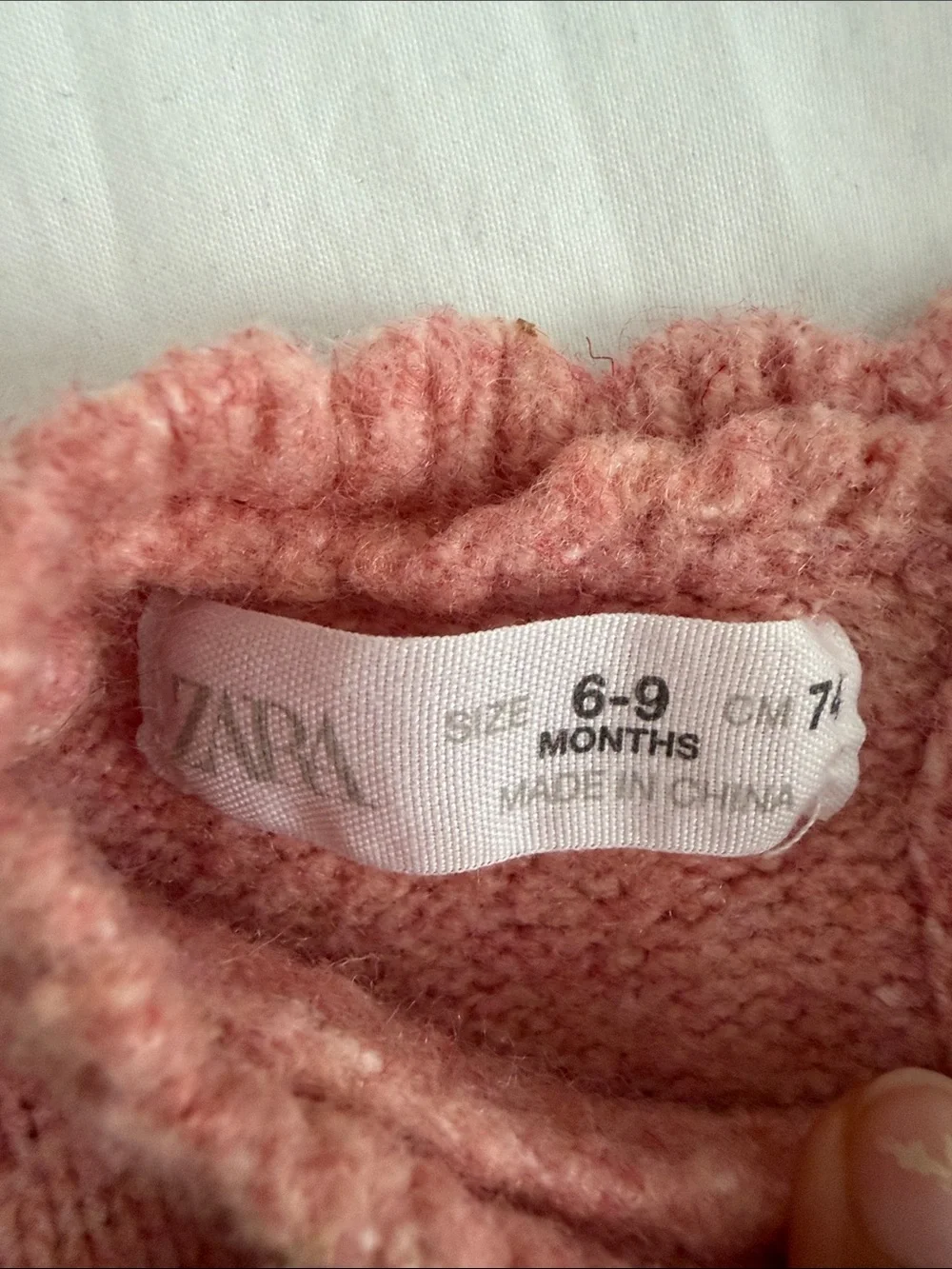 Zara and bush peach and Cream Knit Bear Sweater size 6-9months